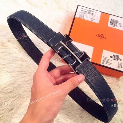 Newest Replica Hermes Dark Blue & Black Belts - REVERSIBLE Belt